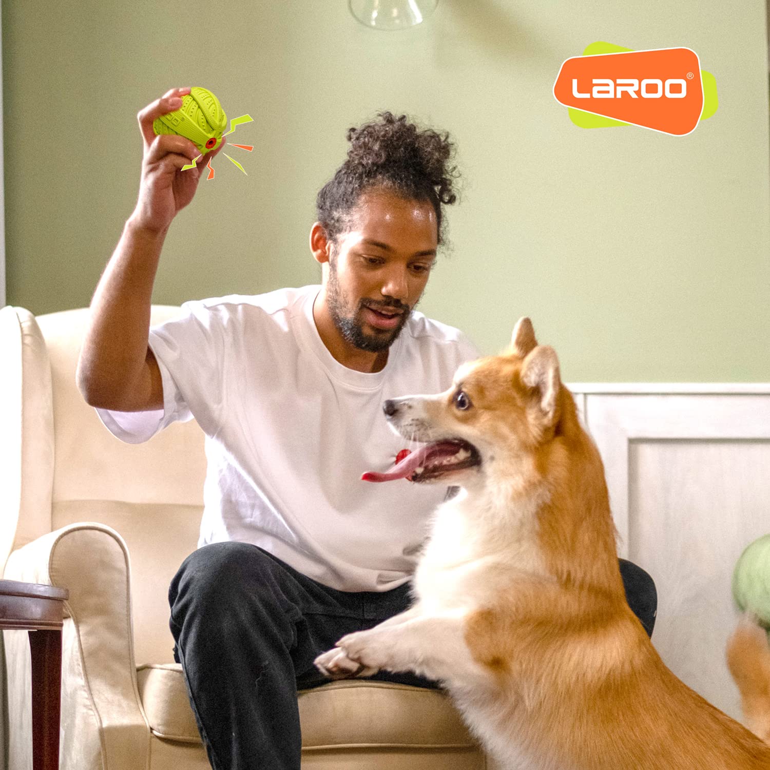 LaRoo bola verde para exterior e interior, fácil de localizar.