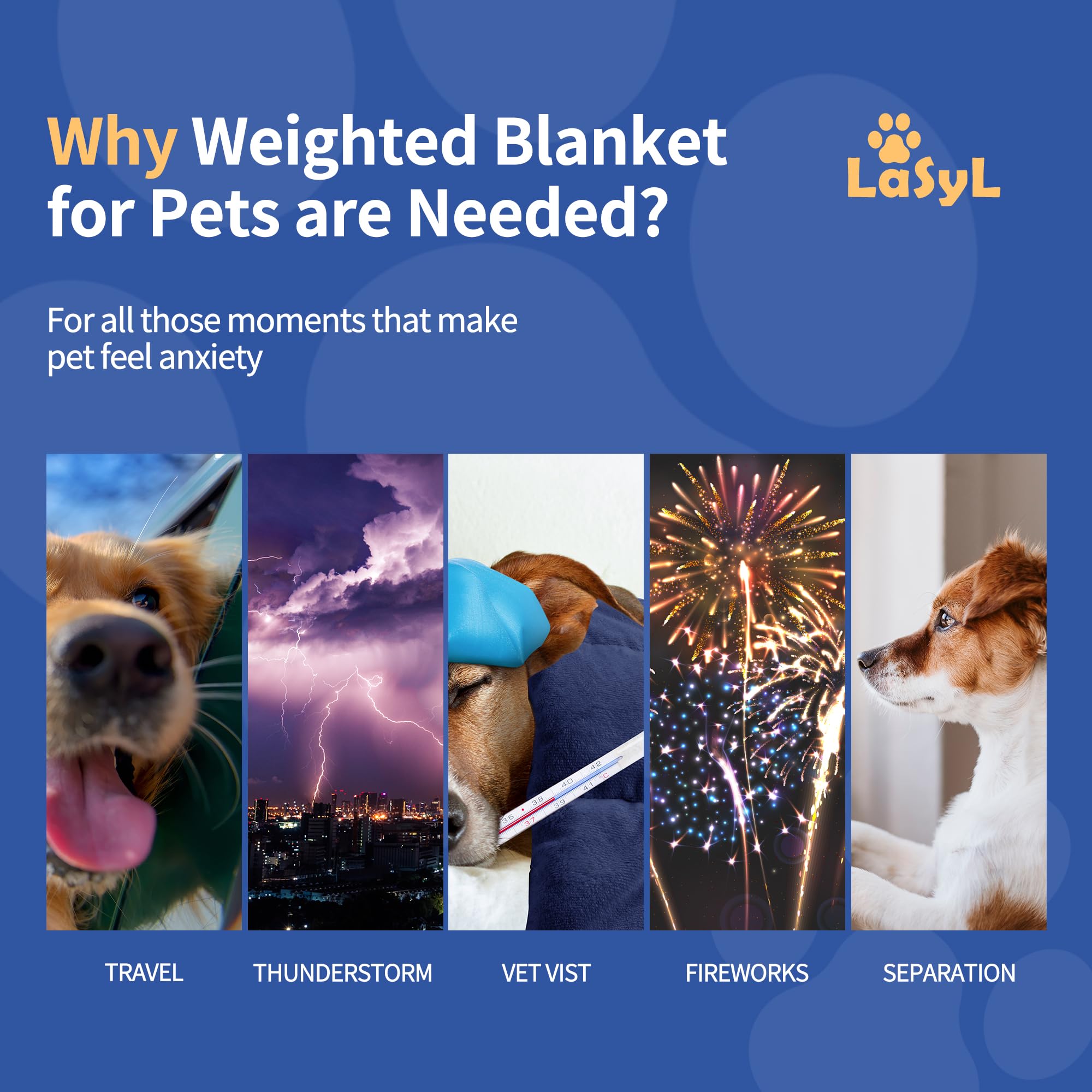 LaSyL manta ponderada para perros con ansiedad ante tormentas