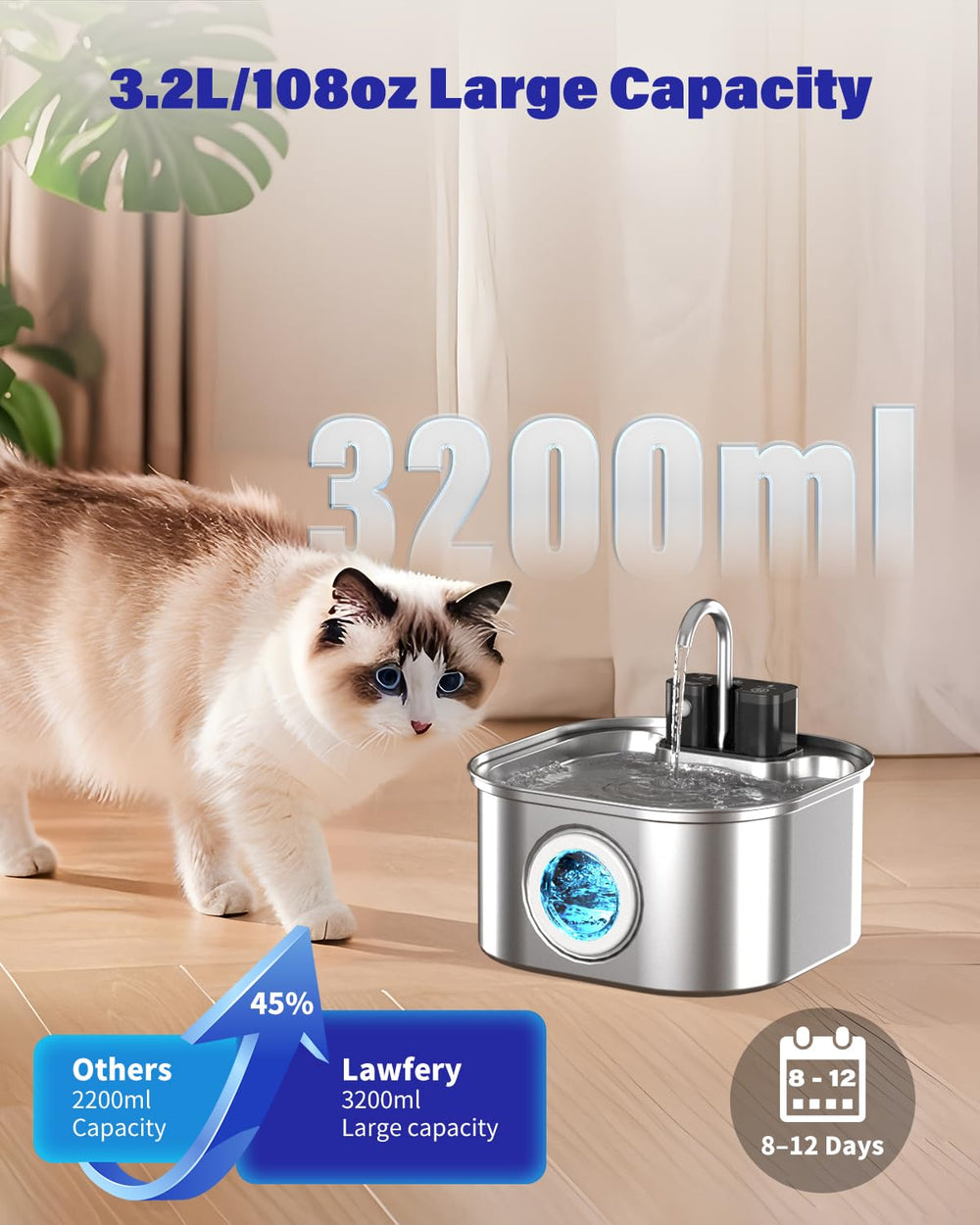 Lawfery fuente inalambrica para perros, ideal para beber junto al comedero.