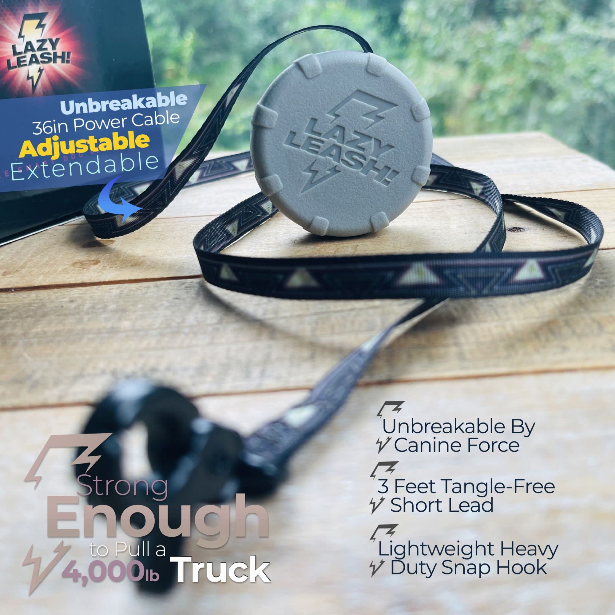Lazy Leash: resistente al agua para uso exterior.