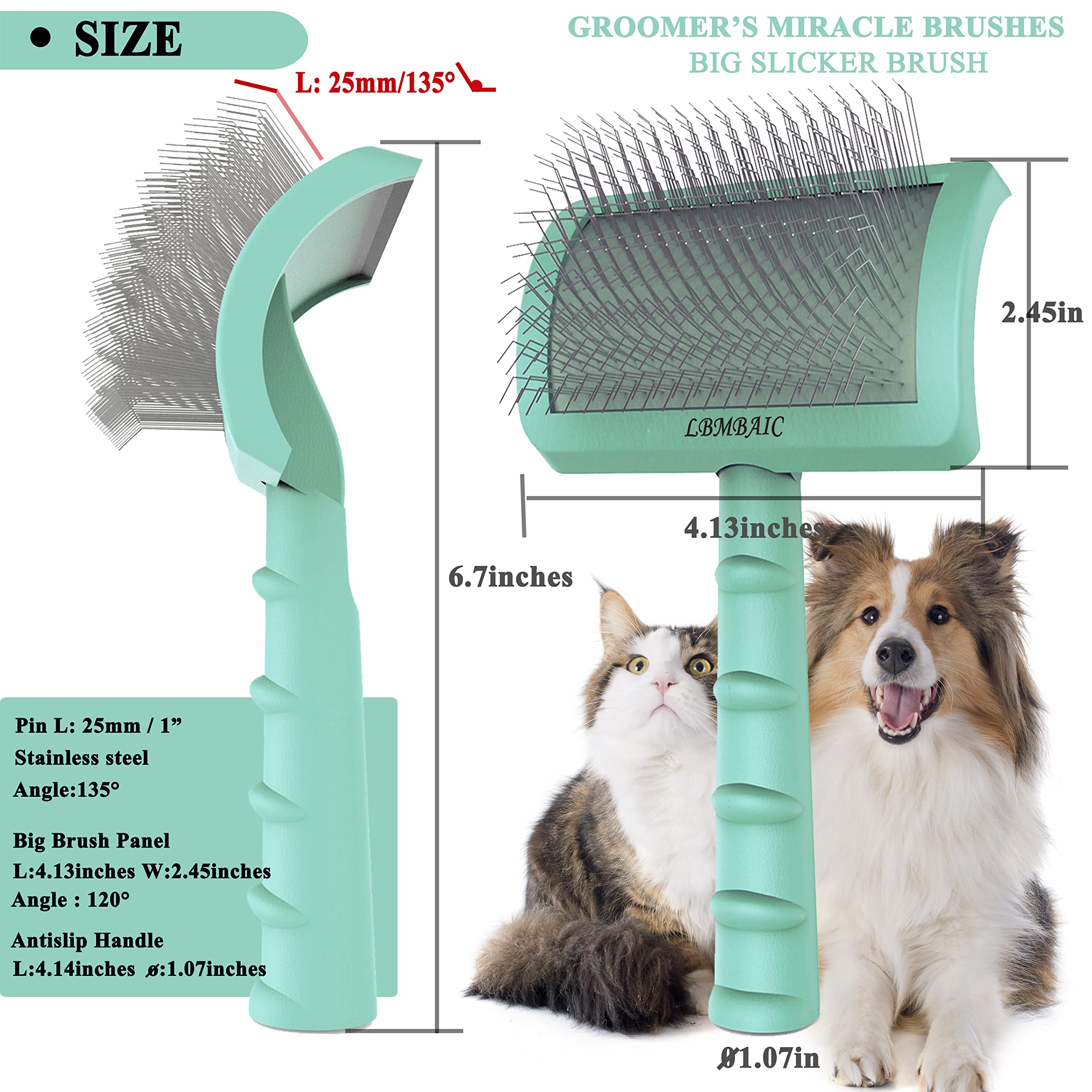 LBMBAIC cepillo para perros de pelo grueso ofrece masaje suave durante el cepillado