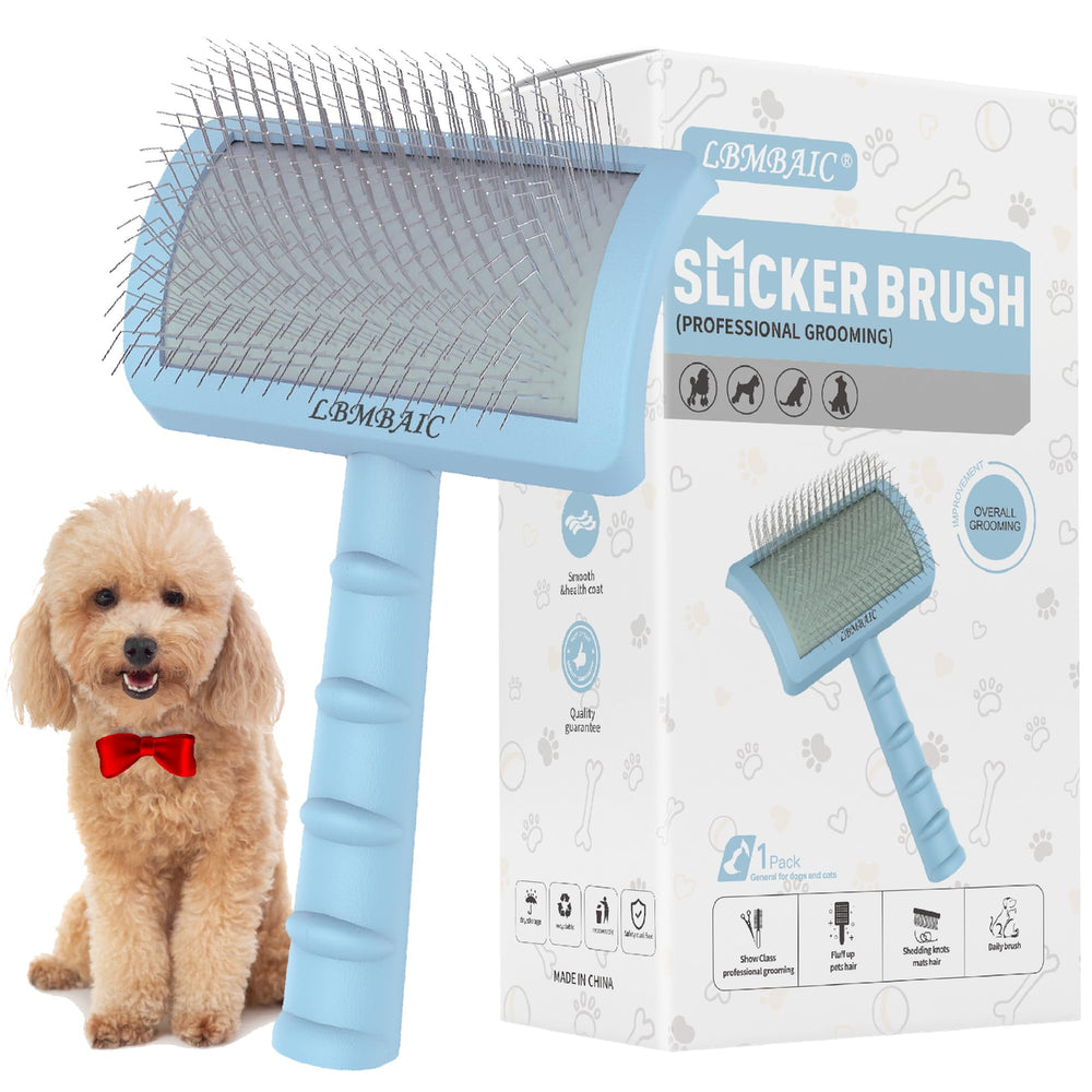 LBMBAIC Slicker: cepillo curvo para poodles y goldendoodles que suaviza el pelaje.