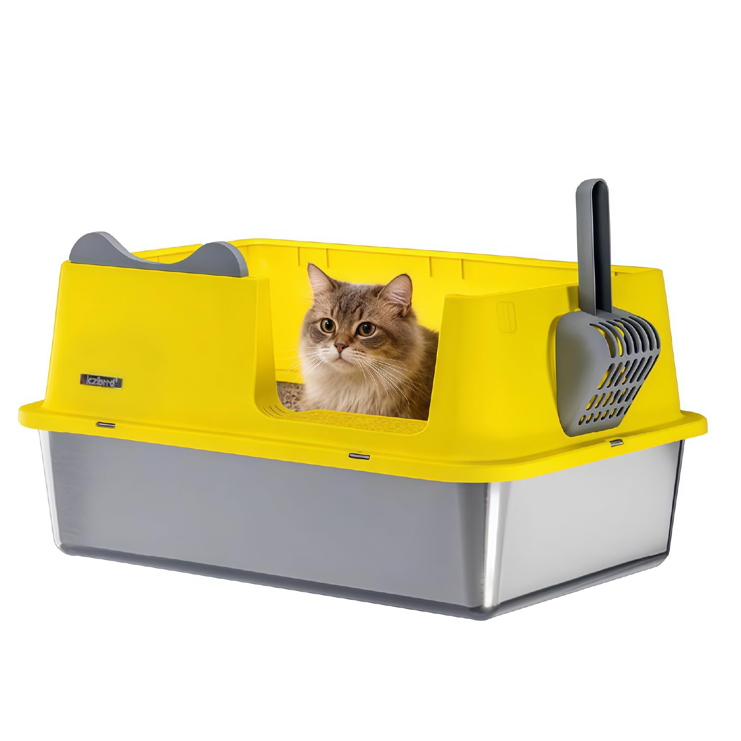 LCZLBRRD caja de arena de acero inoxidable XL Amarilla, amplio espacio para gatos de cualquier tamaño