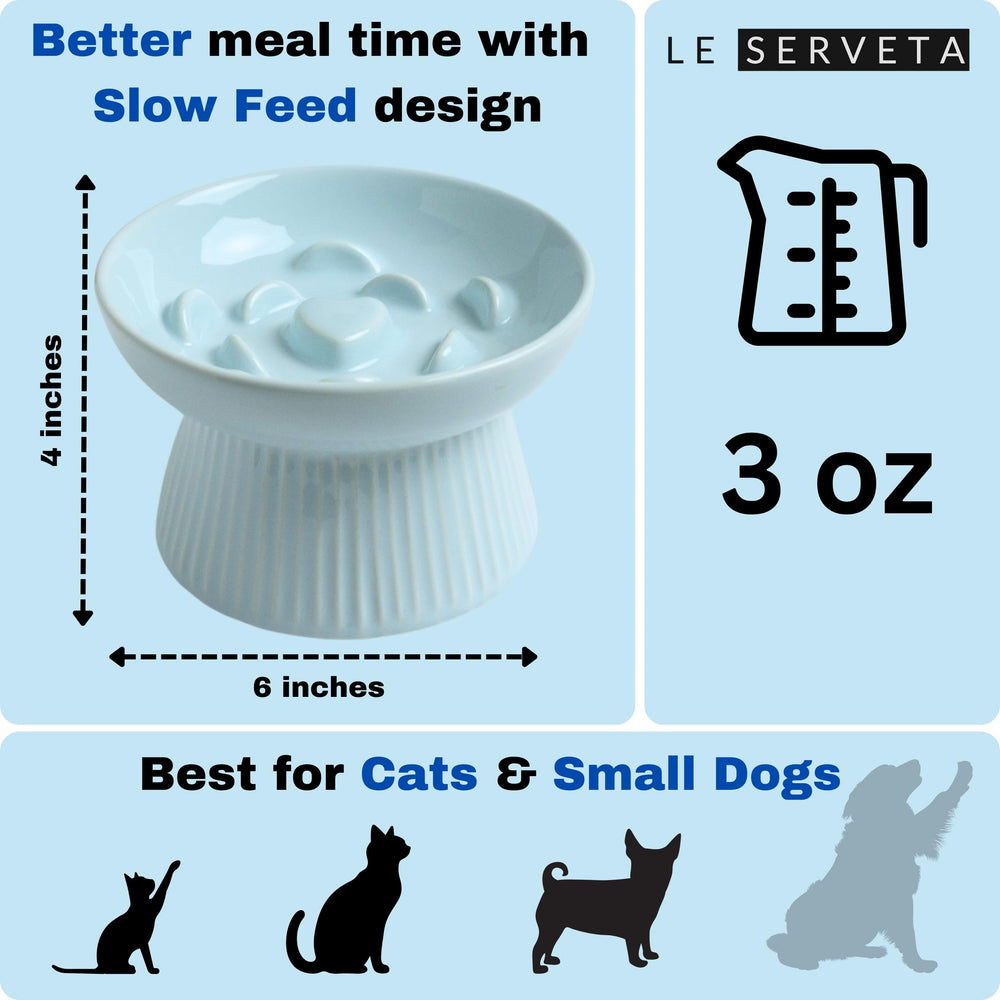 Le Serveta tazón cerámico lento elevado, mejora la postura durante la comida.