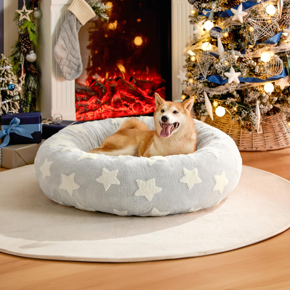 LE SURE cama donut para perro grande con apoyo esponjoso y cómodo