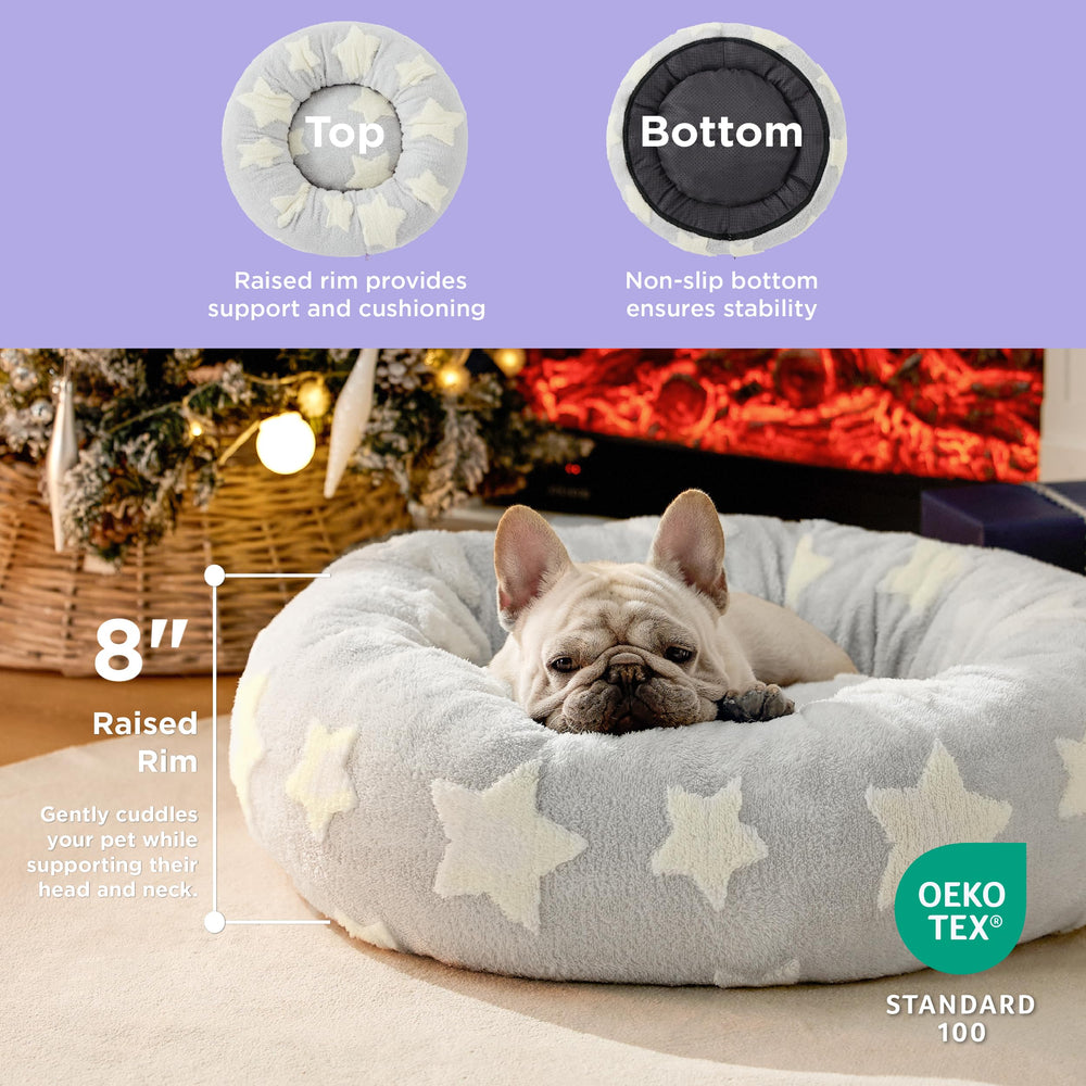 LE SURE cama para gato redonda gris, diseño moderno para rincones elegantes