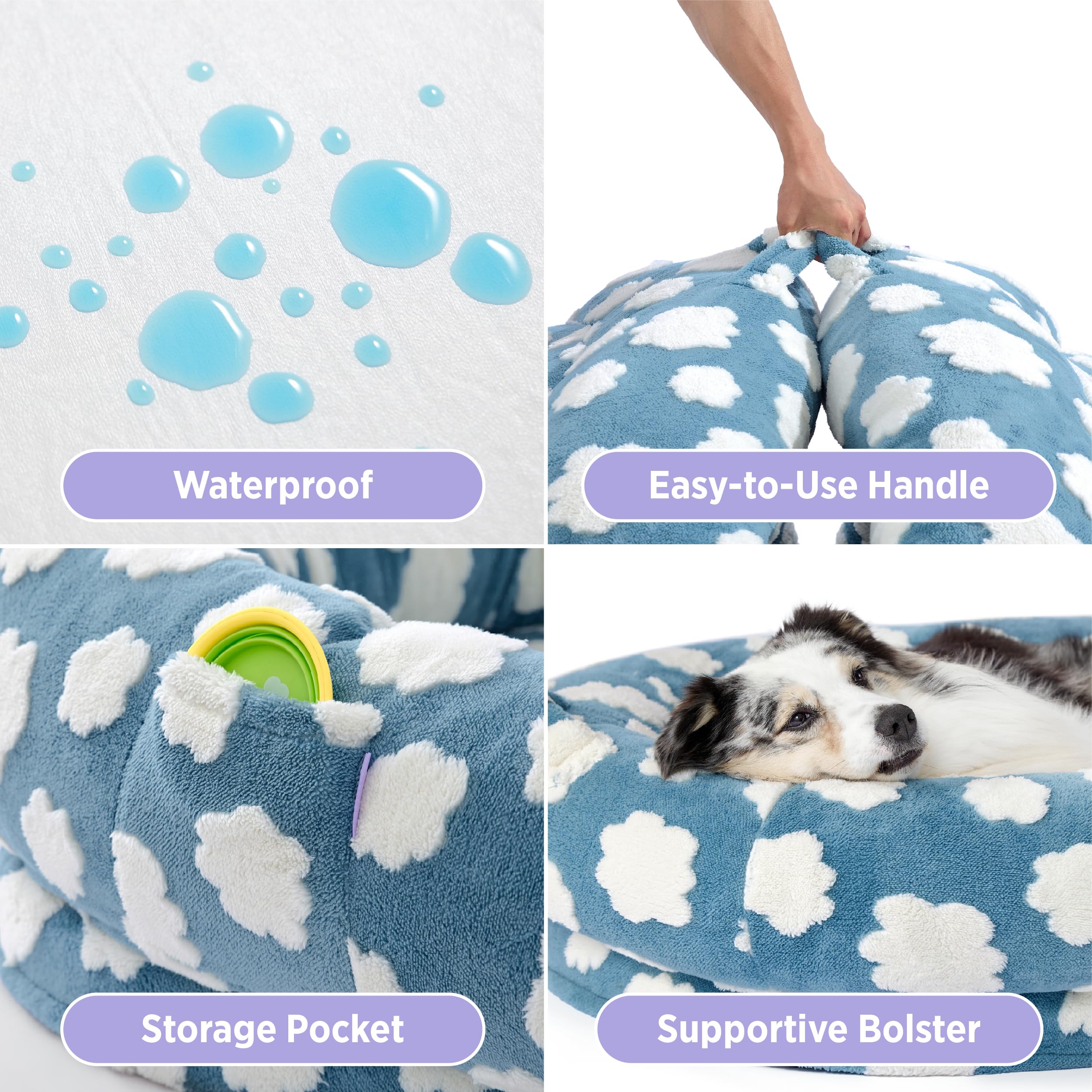 LE SURE Cama Humana para Perro XXL, apoyabrazos acolchados para mayor confort.