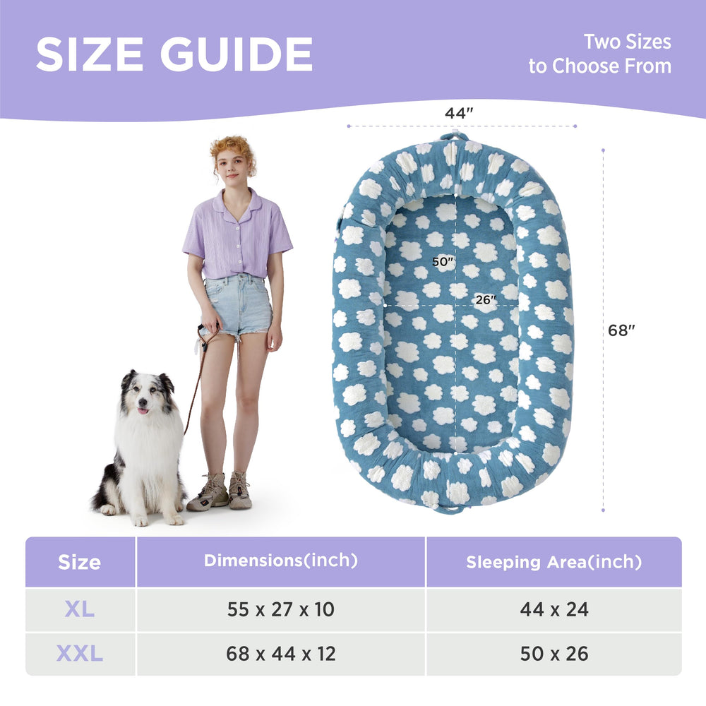 LE SURE Cama Humana para Perro XXL, funda lavable para limpieza fácil.