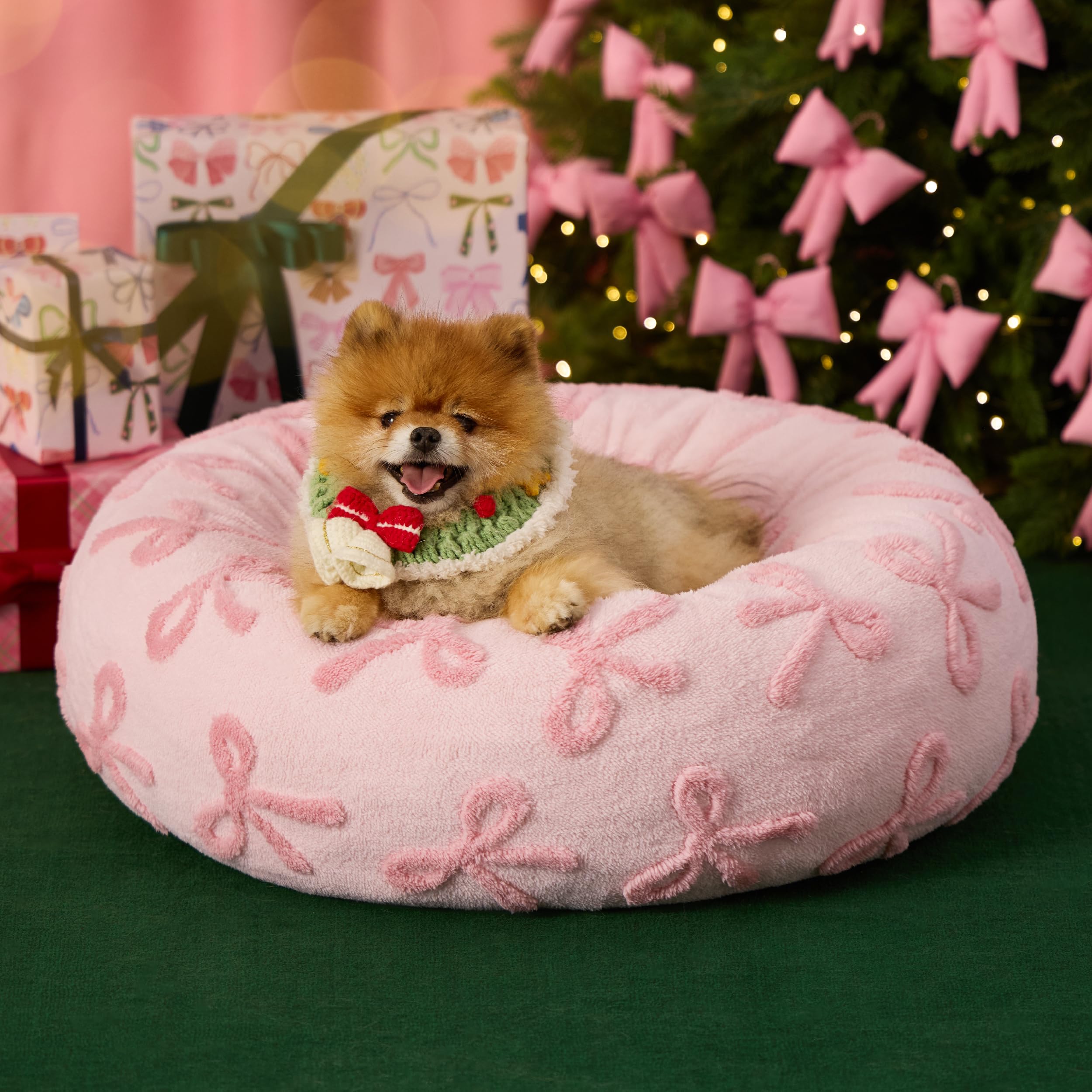 LE SURE cama rosquilla para perro pequeño con funda lavable, descanso suave