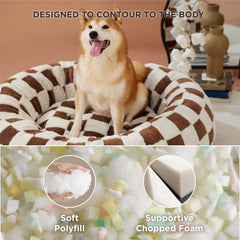LE SURE cama-perro bordes elevados, soporte para cabeza y seguridad.