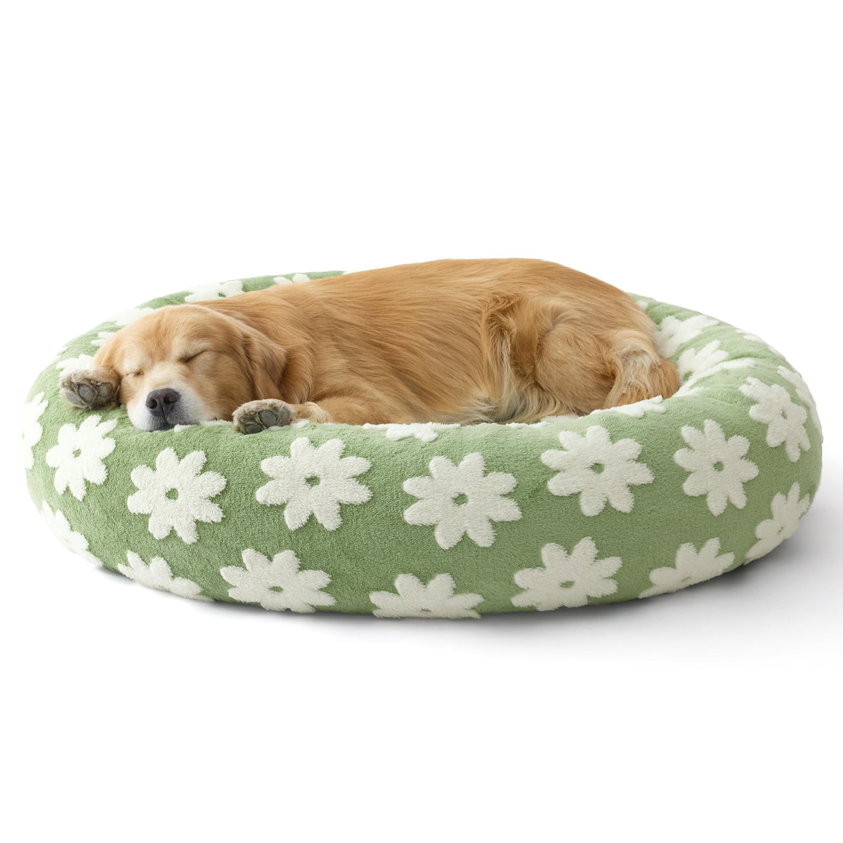 LE SURE cama donut verde con cobertura lavable para fácil limpieza