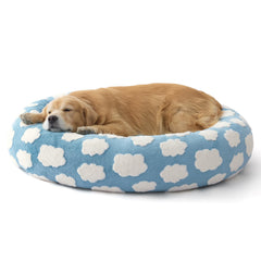 LE SURE Donut para perros extra grande en azul, descanso cómodo para noches largas.
