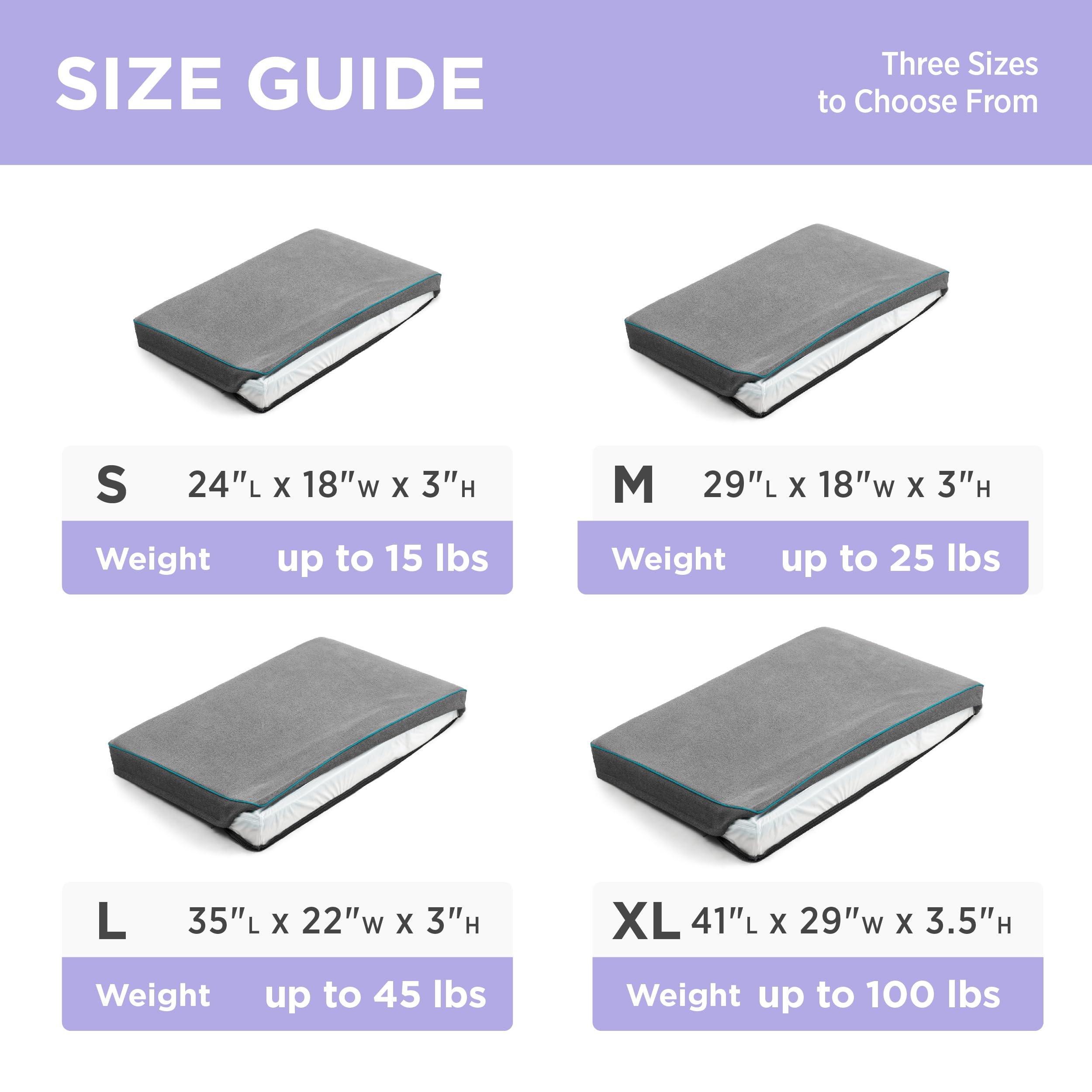 Funda LE SURE 29x18x3 pulgadas para cama de perro, gris.