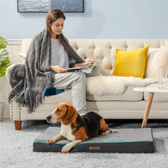 Funda LE SURE de franela gris para cama de perro suave y cálida.