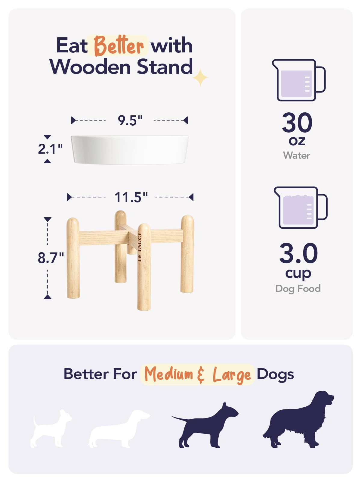 LE TAUCI base de madera elevada, estable para el cuenco