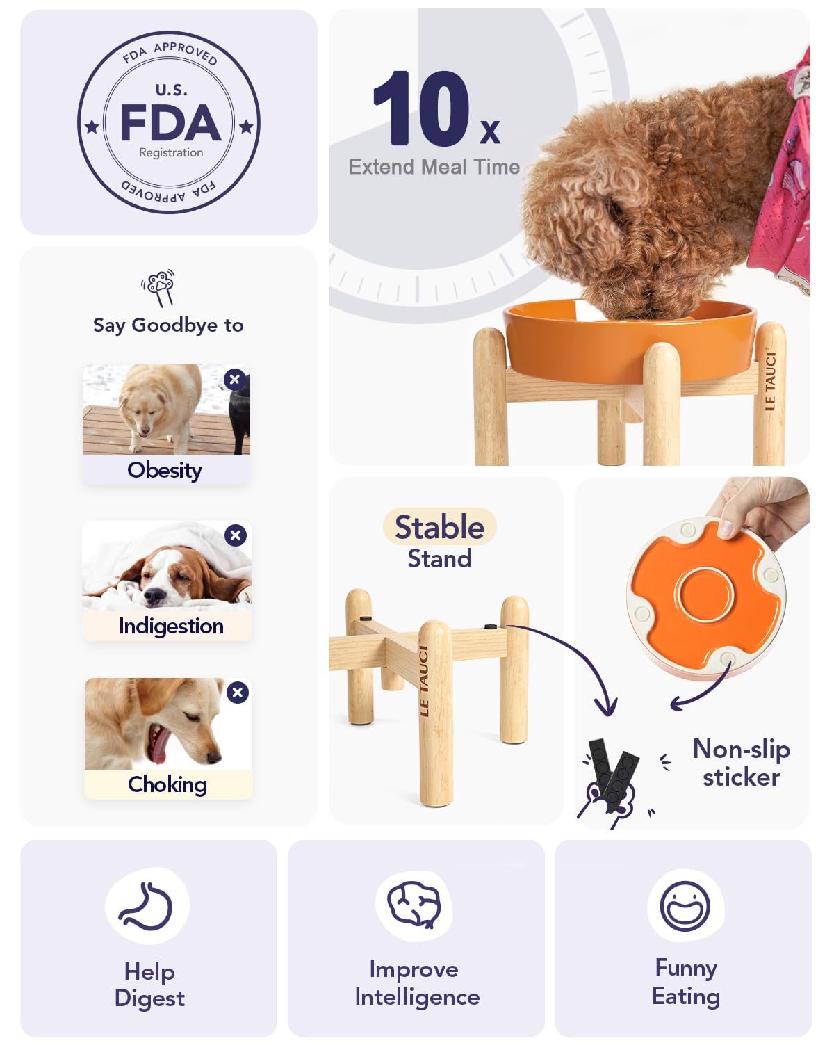 LE TAUCI diseño laberinto fomenta comer despacio en cada comida.