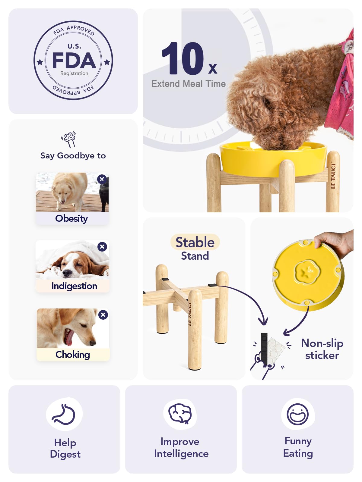 LE TAUCI diseño estrella amarilla para comer pausadamente.