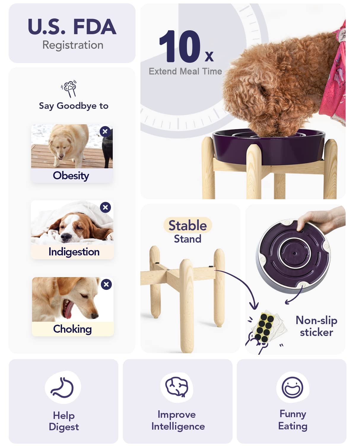 Diseño laberinto LE TAUCI ralentiza la ingesta para una experiencia más relajada.