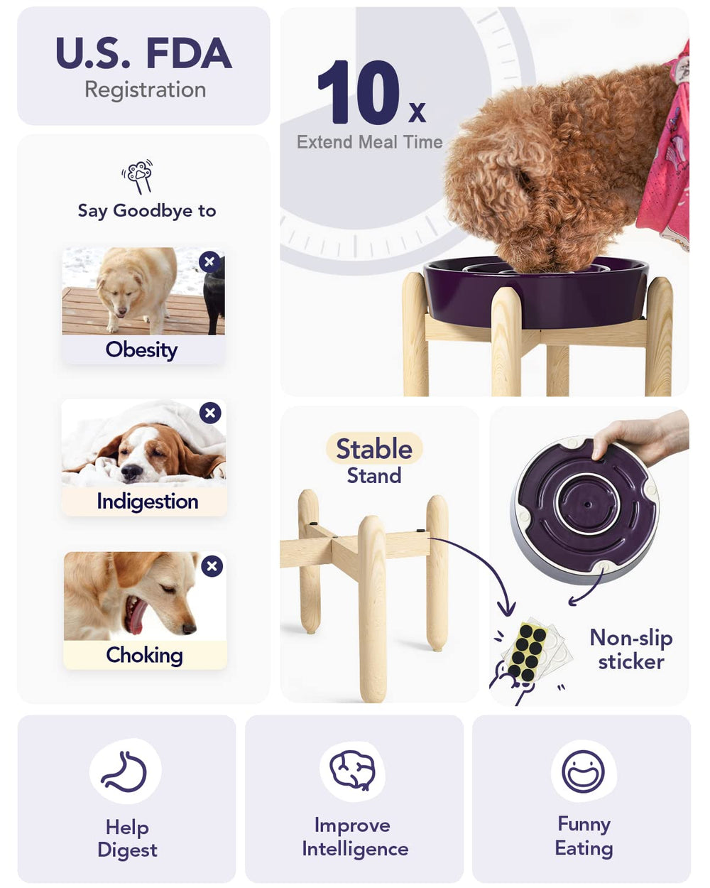 Diseño laberinto LE TAUCI ralentiza la ingesta para una experiencia más relajada.