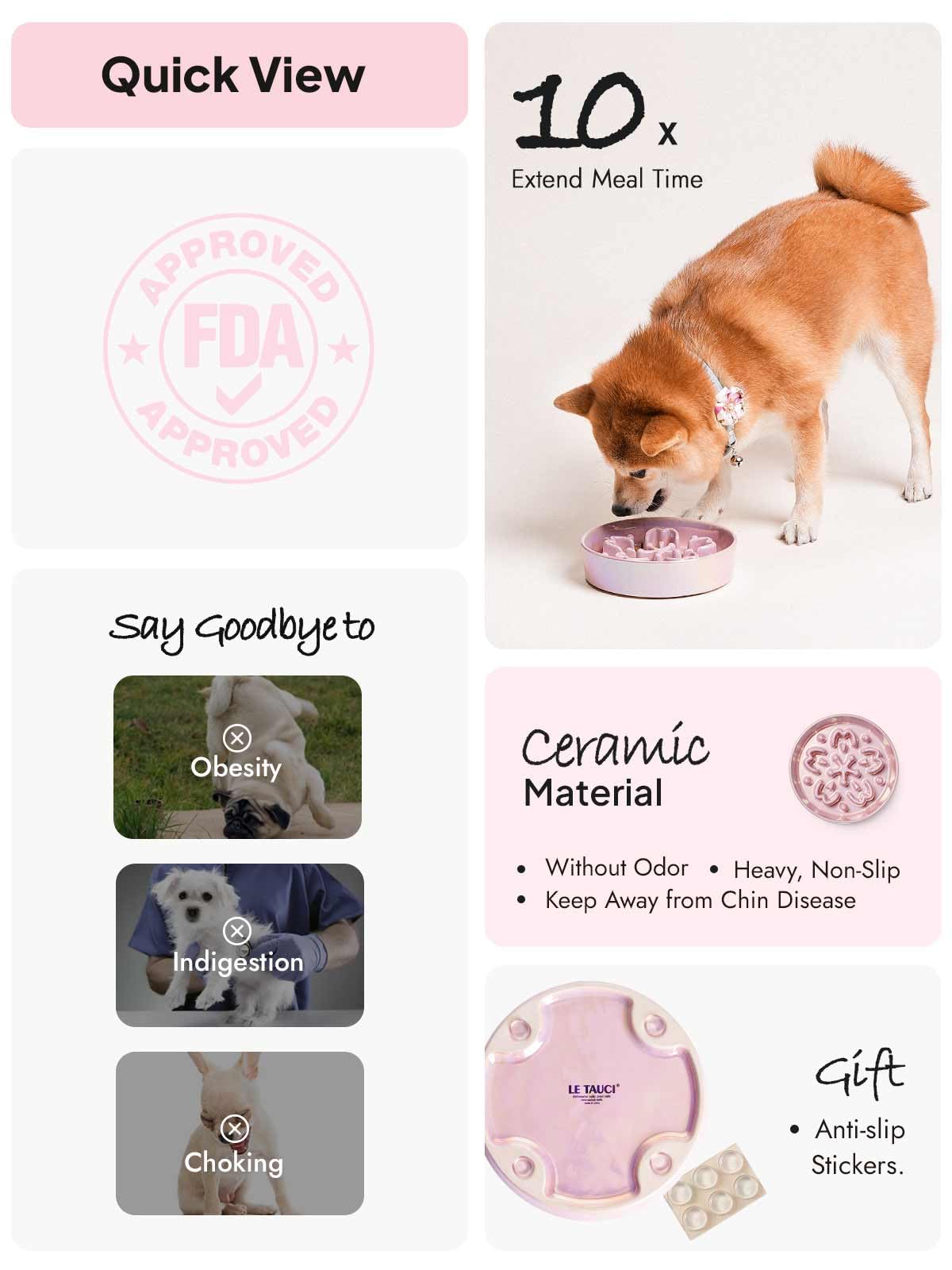 LE TAUCI sin plomo ni cadmio, cuenco seguro para mascotas.