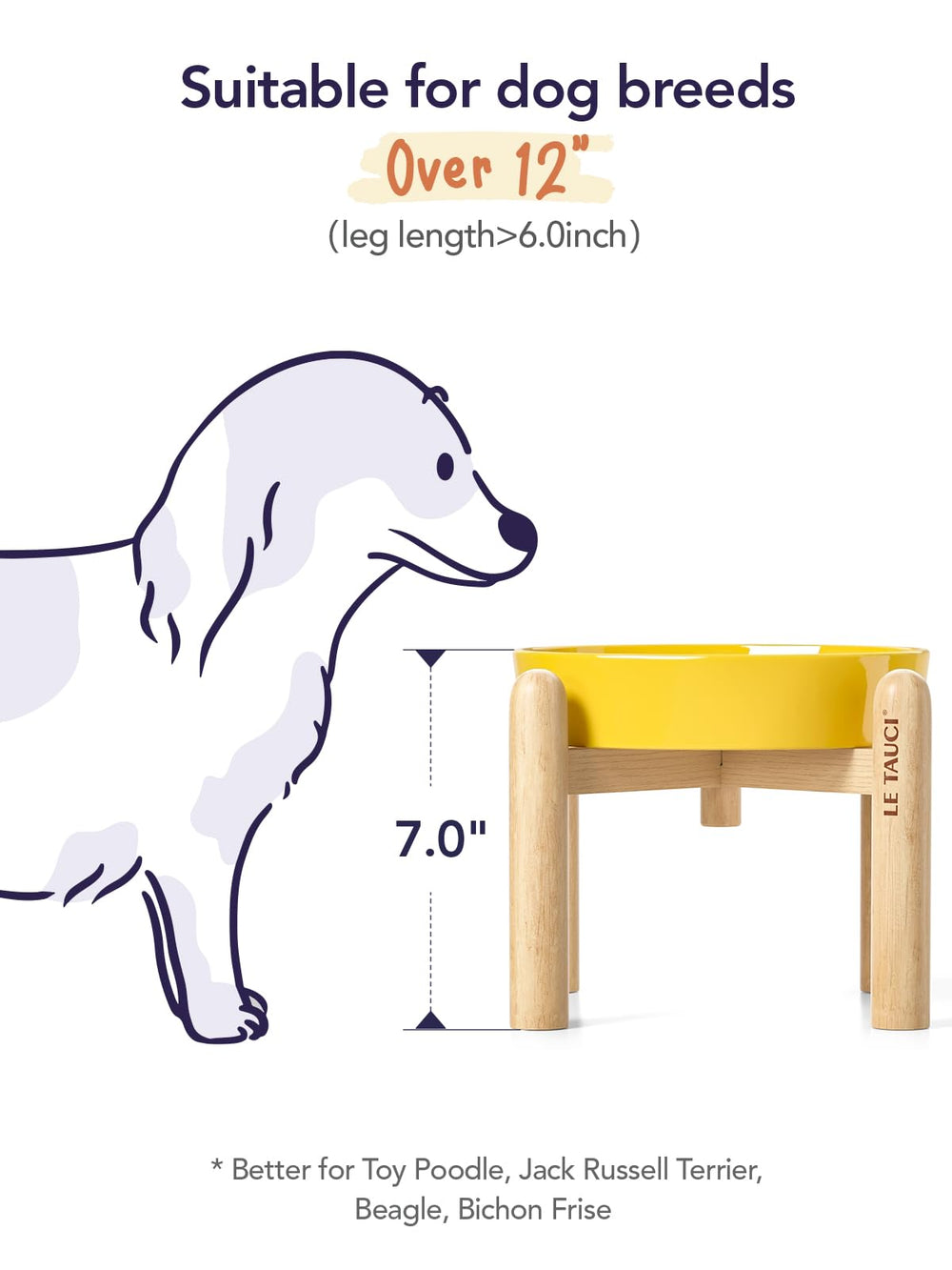 LE TAUCI soporte de madera elevado facilita una postura cómoda al comer.