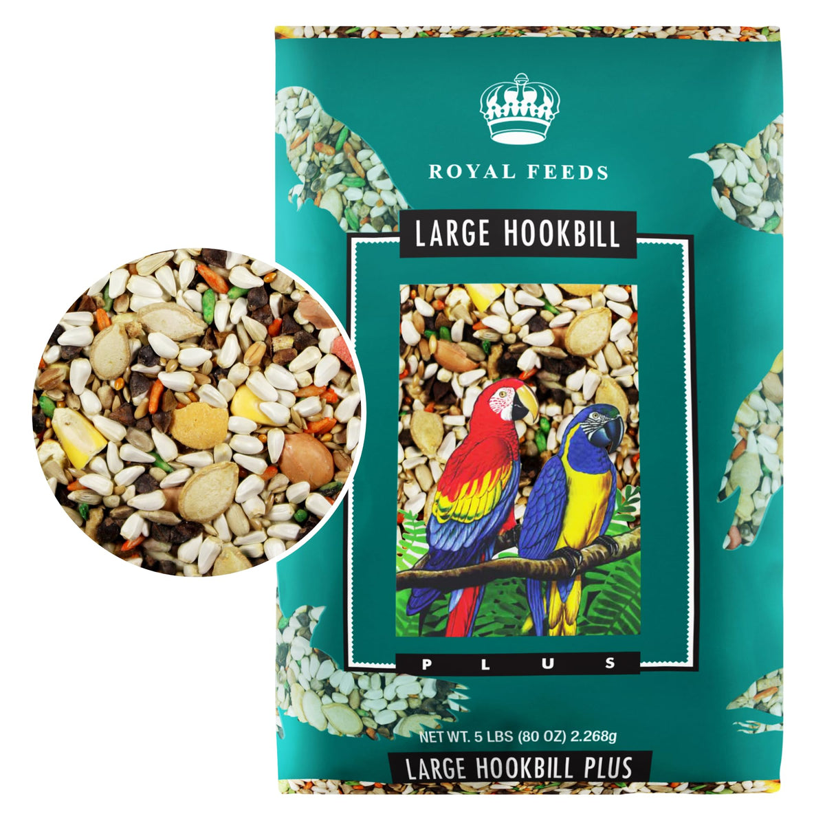 LEACH Large Hookbill Plus en bolsa de 5 libras, apoya energía diaria y vitalidad.