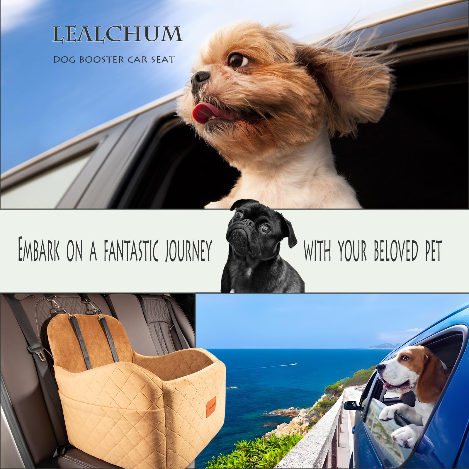 Lealchum asiento para coche facilita paseos cómodos con mascotas.