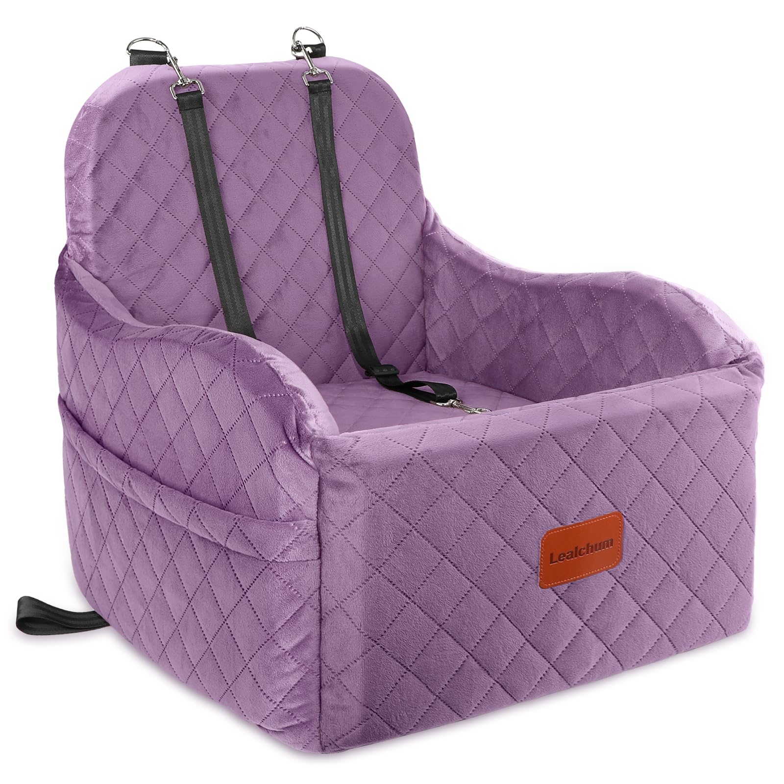 Lealchum asiento elevado para coche, perro mediano, color púrpura, seguridad y confort