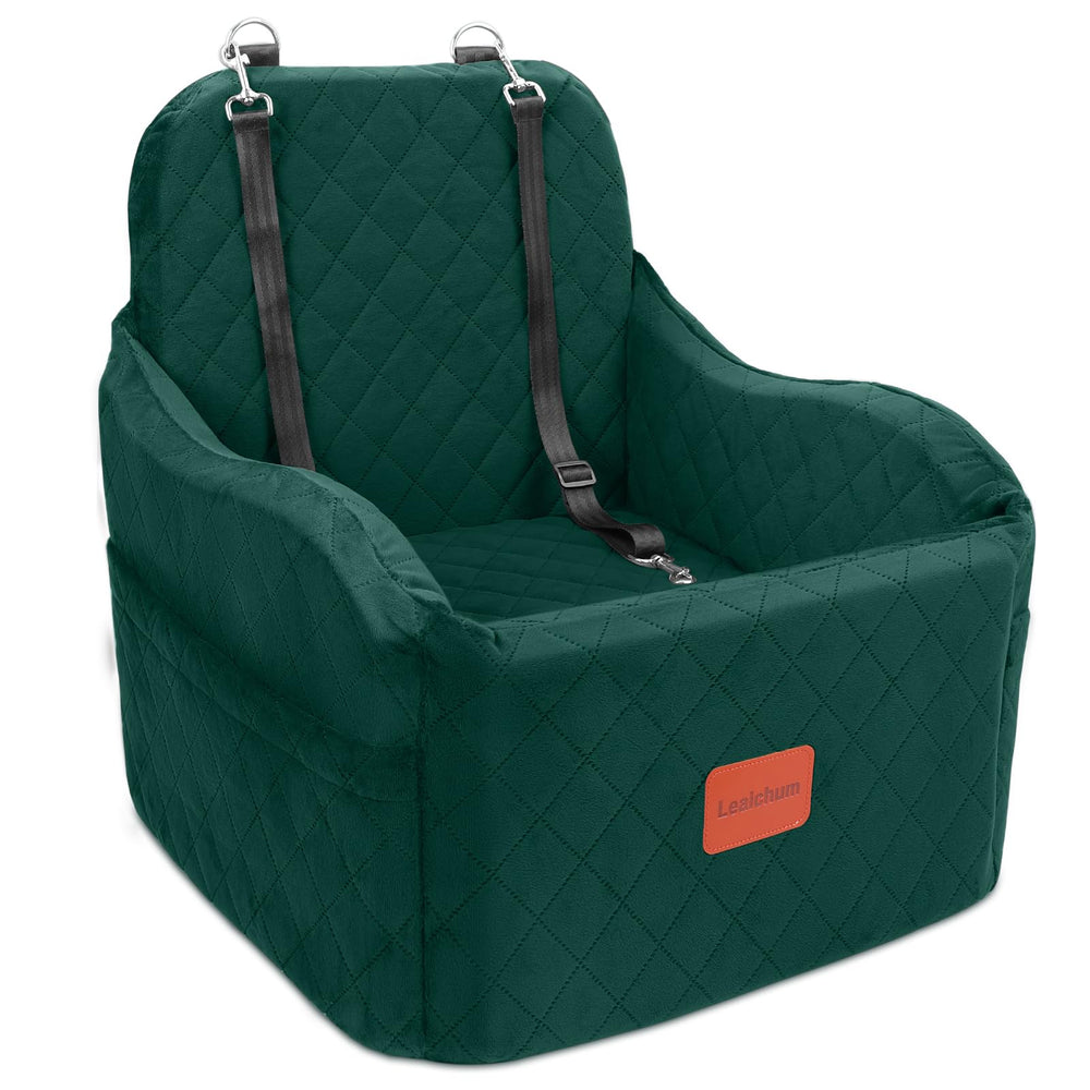 Asiento elevador Lealchum para perro en el frontal, seguridad y tranquilidad al viajar.