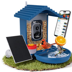 Alimentador de aves Leapbird con cámara solar para observar desde casa.