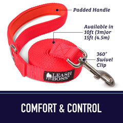 Asa acolchada de neopreno de Leash Boss para mayor comodidad.
