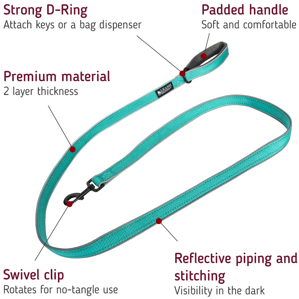 Leash Boss, doble capa de nailon, mayor durabilidad para perros fuertes.