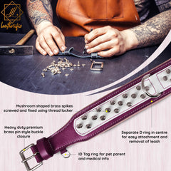 Collar Spike Leatherific herrajes de latón para durabilidad