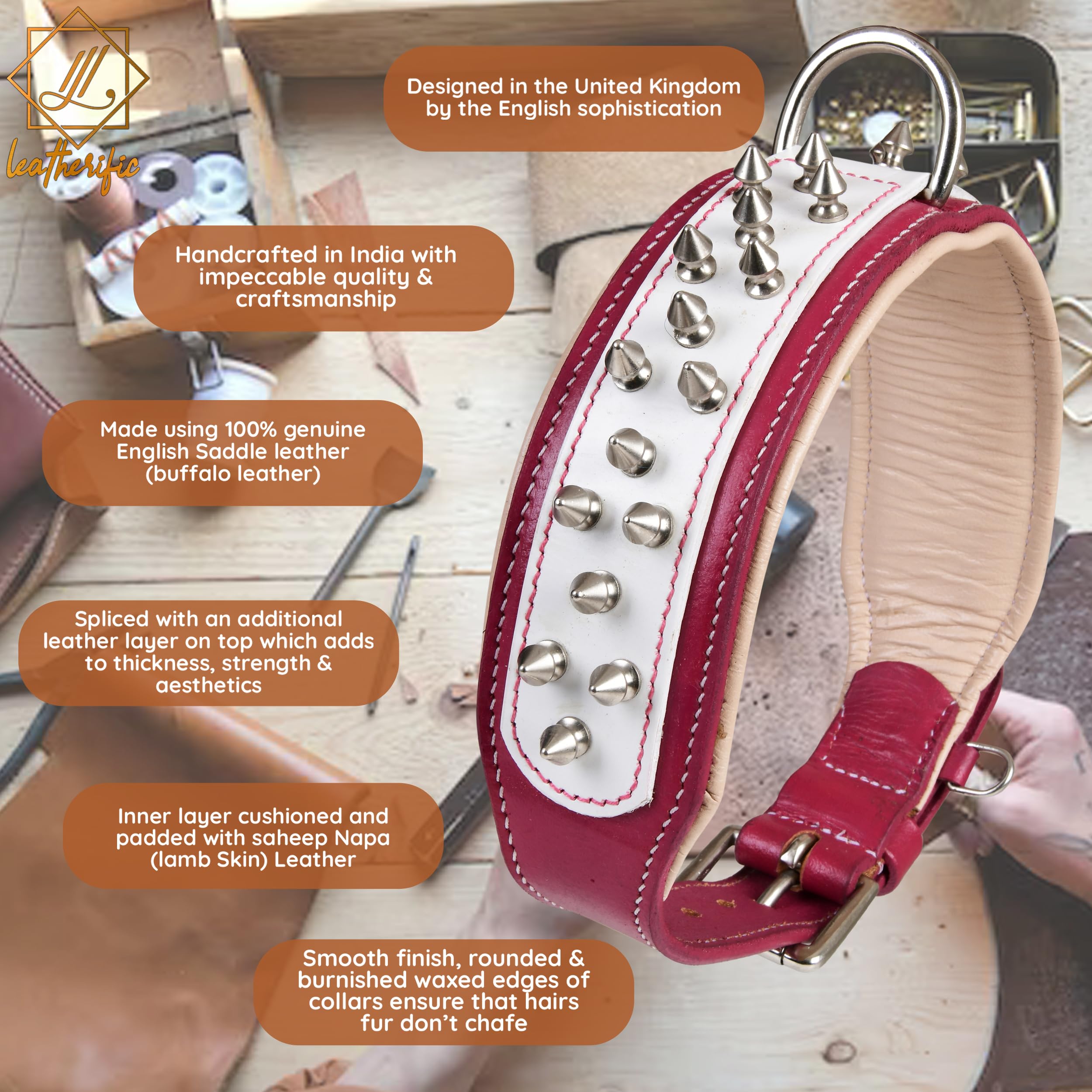 Collar Spike Leatherific para paseos diarios sin irritación