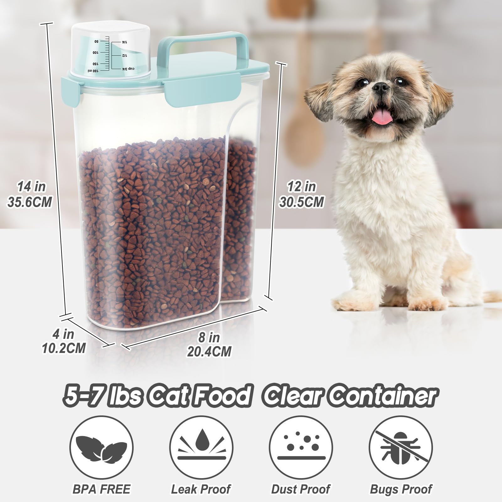 LEAWALK contenedor de 5 L almacena comida de mascotas con facilidad