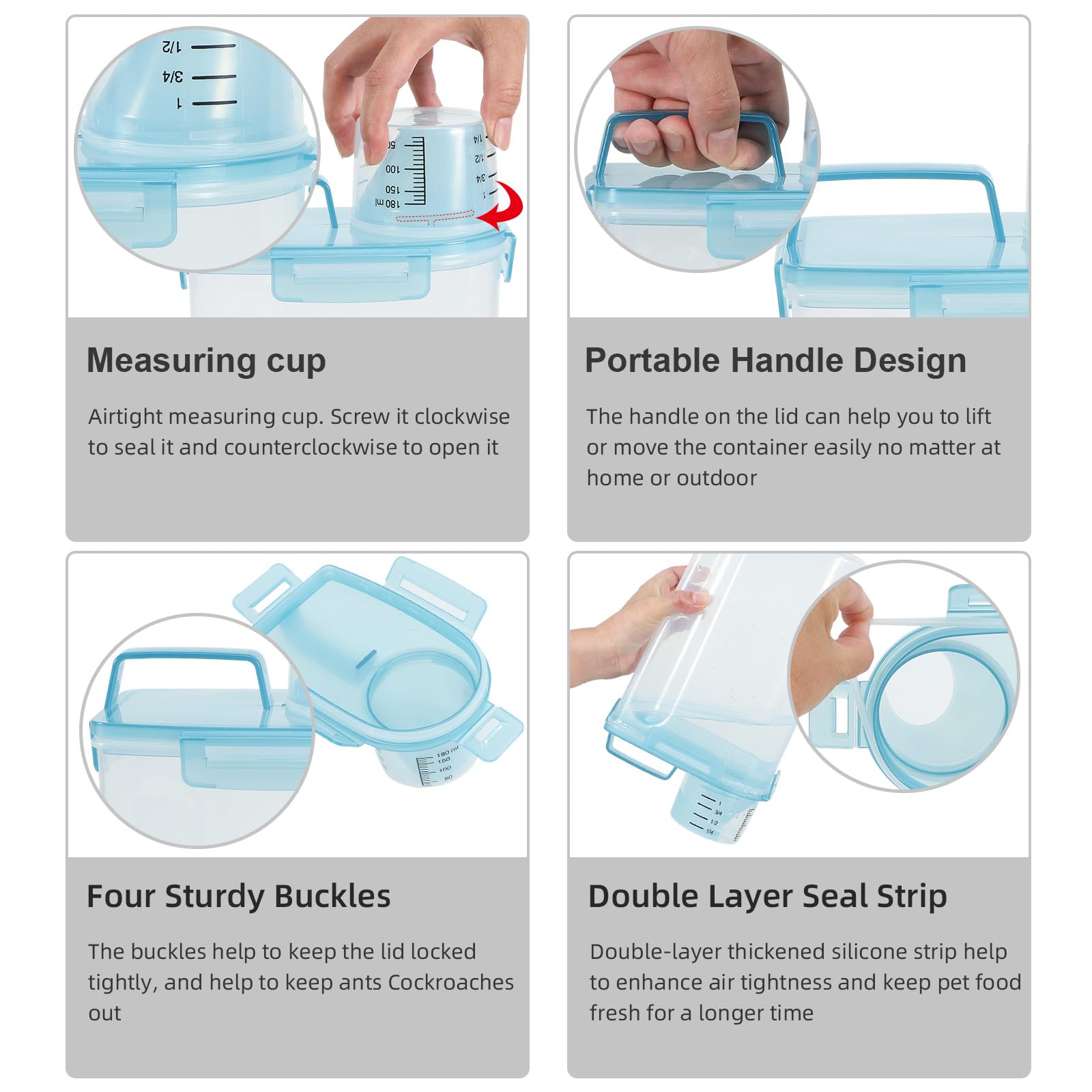 LEAWALK capacidad de 3 litros ideal para alimentos secos como croquetas o cereales.