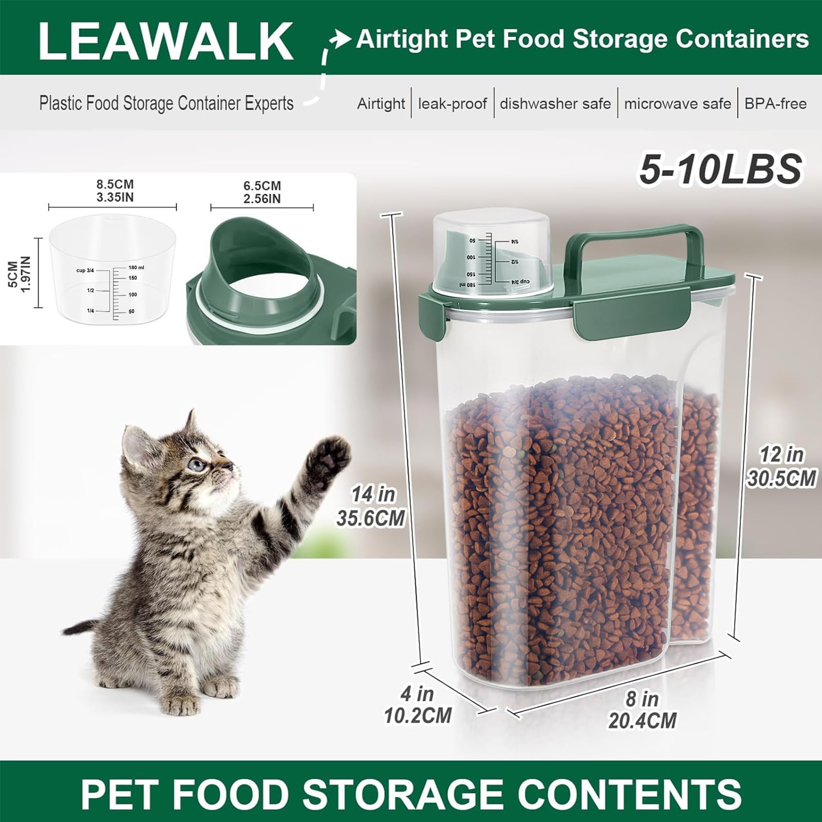 LEAWALK contenedor para perros y gatos, fácil de almacenar.