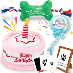 LECHONG juguete pastel de cumpleaños para perros, diversión segura con sonido.