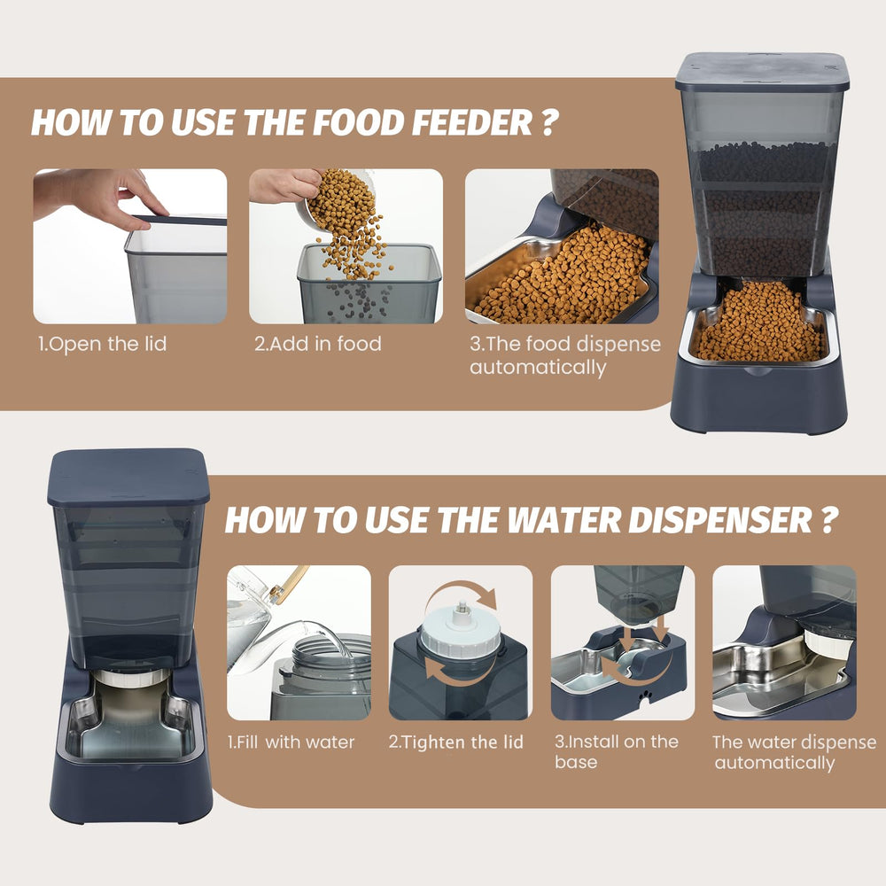 Diseño integrado para agua y comida, ideal para viajes con mascotas.