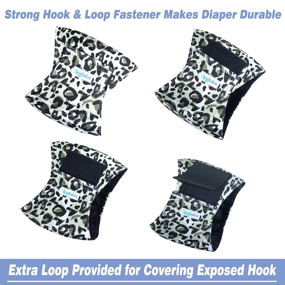 Pañales Leekalos para perro macho Leopard, lavables y fáciles de limpiar.