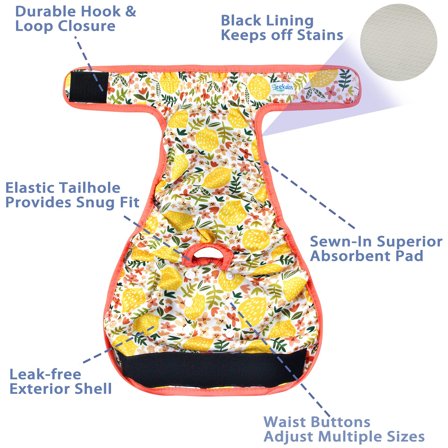 Pañales Leekalos de alta absorbencia para perro mujer, tamaño pequeño, color girasol