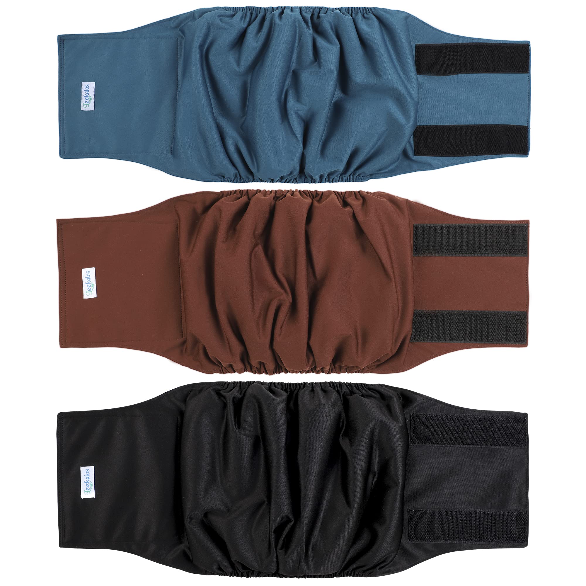Pañales Leekalos para perros machos talla XS, frente del empaque para seleccionar talla