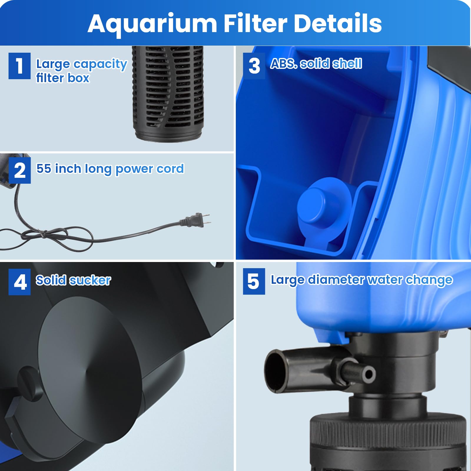 Leekimid filtro acuario con filtración de 4 etapas para agua clara.