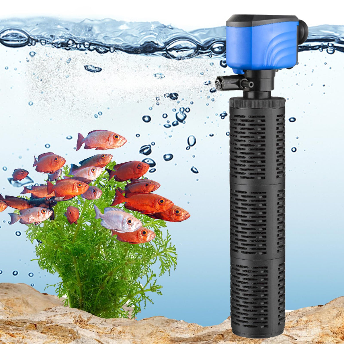 Leekimid filtro acuario 3 etapas, filtración eficiente y oxigenación adecuada para acuarios.