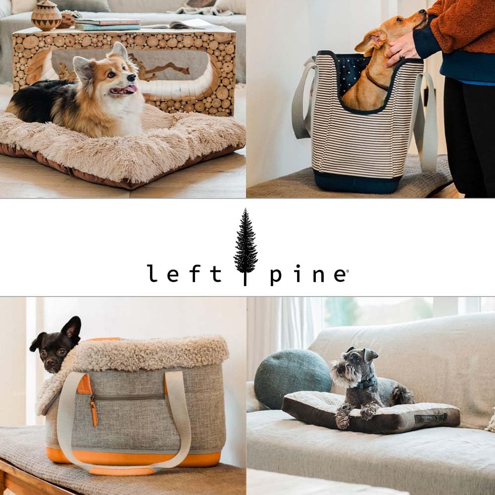 LeftPine Play Deluxe: dimensiones 17x7-5x11 pulgadas, tamaño ideal para razas pequeñas.