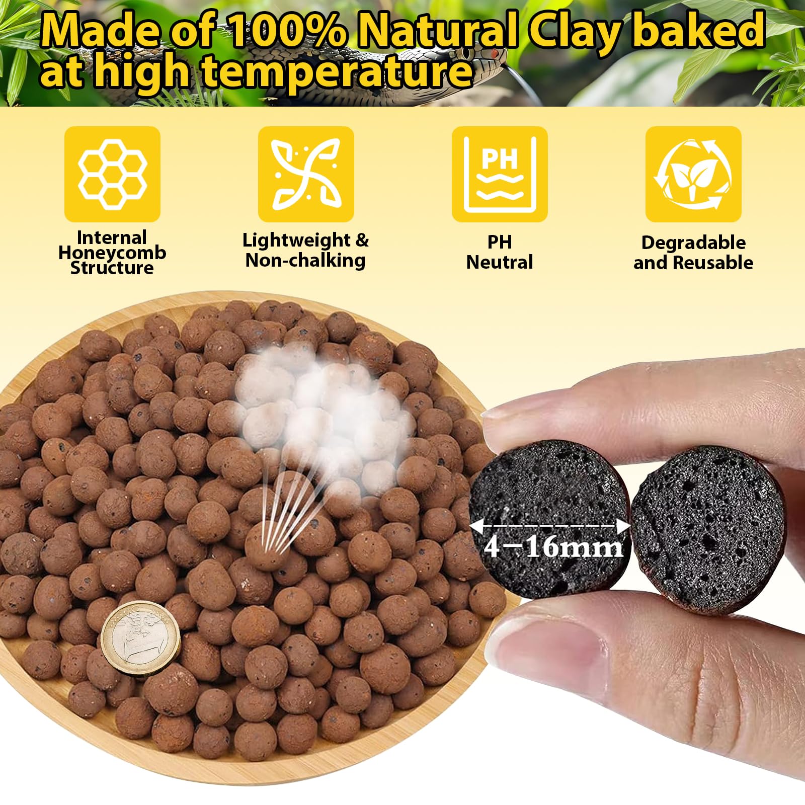 Legigo LECA material natural y poroso para sustrato estable en terrarios.