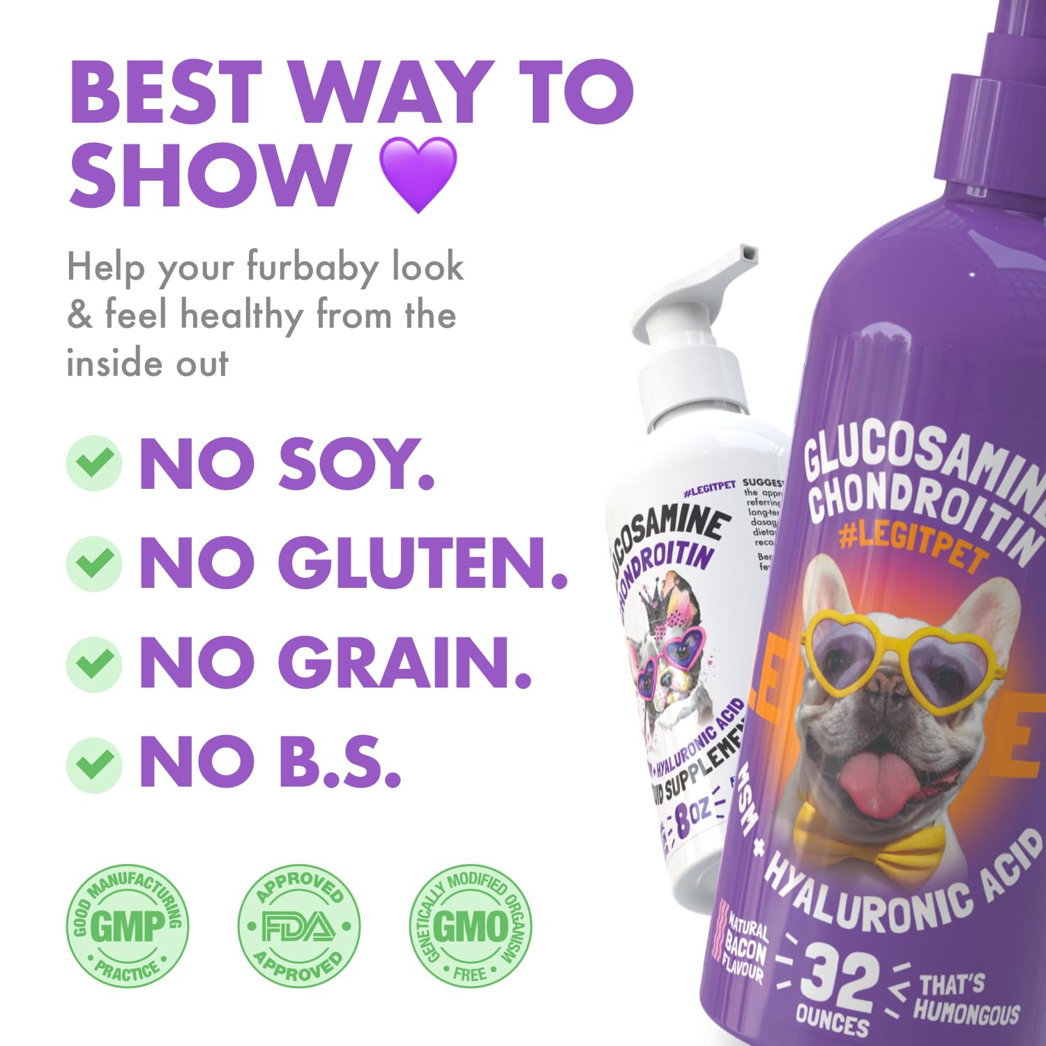 LEGITPET glucosamina líquida para perros mayores, mantiene movilidad en la vida diaria.