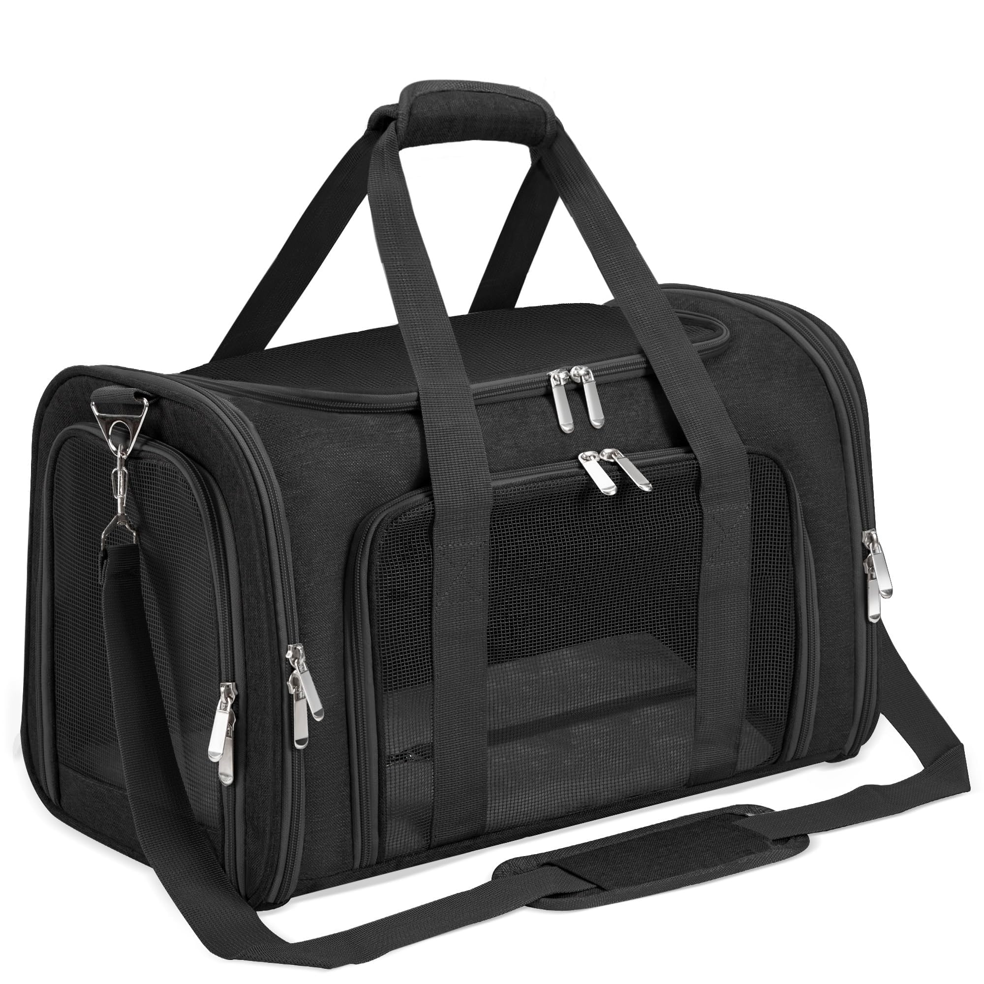 LEHNI porta-mascotas plegable negro, ideal para viajar y guardar fácilmente
