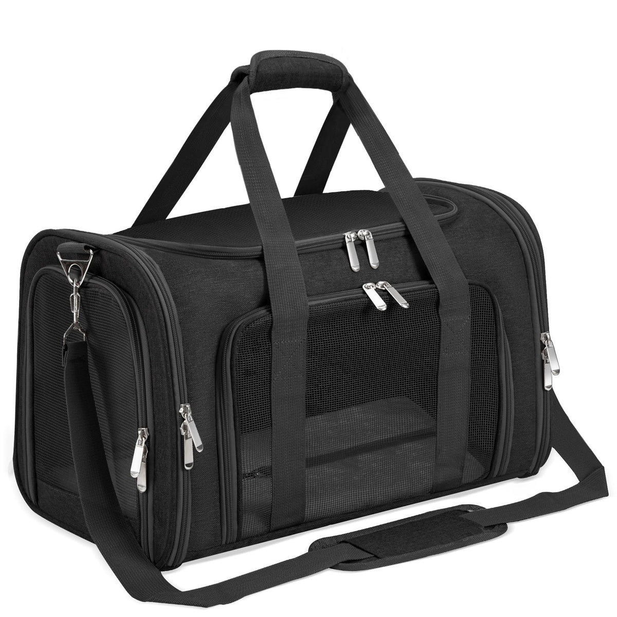 LEHNI porta-mascotas plegable negro, ideal para viajar y guardar fácilmente