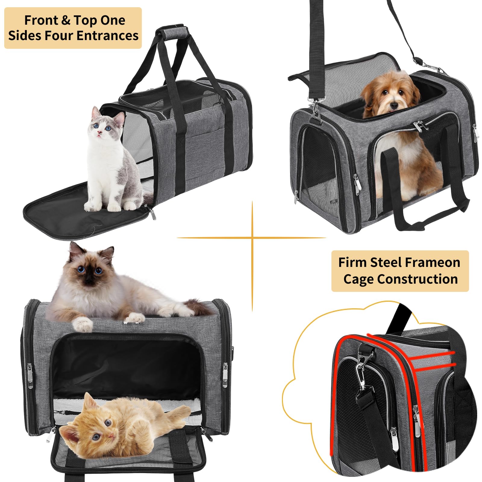 LEHNI transportadora para mascotas con acolchado interior removible y fácil limpieza.